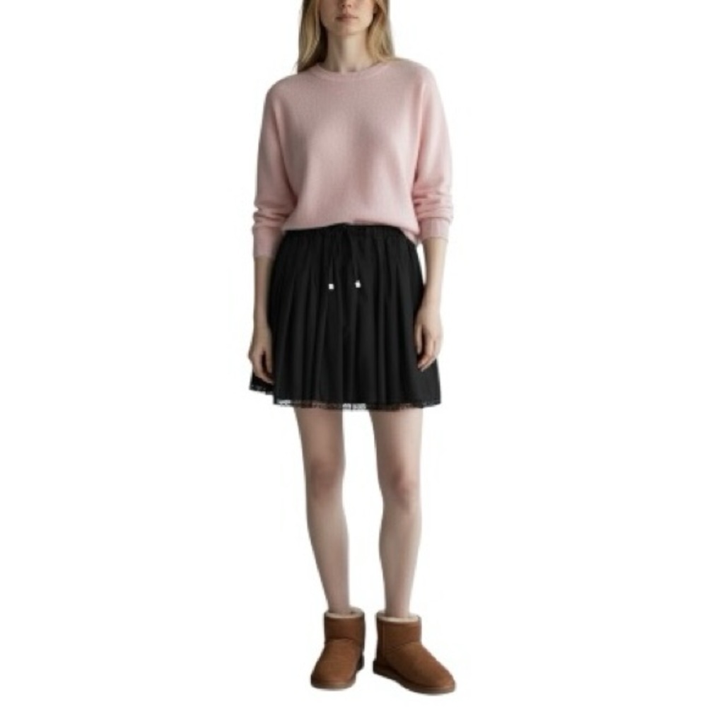 J. Crew Amina Poplin pleated High Mini High Waist Black Mini Skirt NWT M